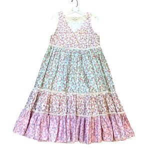 LoveShackFancy Women Dress M Prairie Tiered Boho Floral Comfort Loungewear